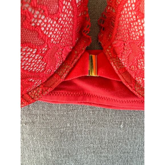 NWT Soma Embraceable Front Clasp Red Vamp Lace Push Up Bra Size 34D - Picture 5 of 7